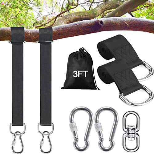 Werflyto Safe Tree Swing Hanging Straps Kit, 3FT/10FT/15FT/20FT, Heavy Duty Holds 5500LBS Extra Long Adjustable Nylon Straps, Easy & Fast Way to Hang Any Swing or Hammock