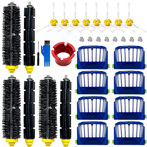 Kit di accessori di ricambio per iRobot Roomba serie 600 694 675 692 695 677 671 655 645 690 680 660 650 620 614 & 500 Serie 595 585 564 Robot 3 Setole & 3 pennelli per frusta. 8 Filtro 8 Spazzola