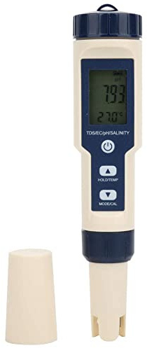 EZ-9909 5 en 1 Digital TDS Purity Meter Portable Analyseur de Salinité Stylo de Test de Qualité de l'Eau avec PH Salinité TDS EC Température pour Piscines d'Aquaculture