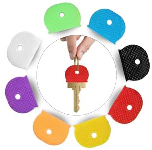 Siqian 8 Pcs Coloured Key Caps Covers, Toppers Tags Set Flexible Covers Identifiers Colour Label Easy Identifying House Door Keys, Assorted Colors (SQ-CSYSTBYX01-CL08-CX)