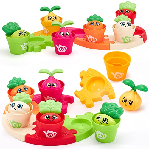 hahaland Jouet pour Bébé 1 an Jouets Interactifs Montessori Jouets à Empiler et de Tri pour 1 an Cadeau de Jouets pour Bébé Enfant 1 2 3 Ans
