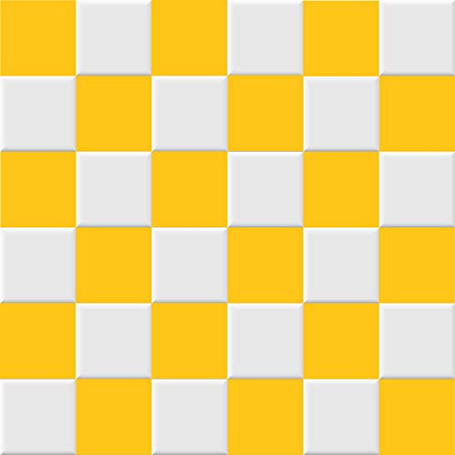 INDIGOS Fliesenaufkleber Fliesen matt - Gelb - 20x20cm - Wandfliesen selbstklebend - Klebefliesen für Wand - WC, Bordüre Fliesenspiegel renovieren überkleben