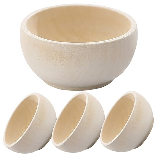 Abaodam 4 Pièces Ensemble Petit Bol En Bois Pour Jeu, Apéritif, Maison De Poupée, Condiments - Bricolage Artisanat Couverts