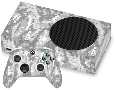 Head Case Designs Grigio Camo Camuffamento Vinile Sticker Gaming Pelle Adesivo Compatibile con Xbox Series S Console And Controller Bundle