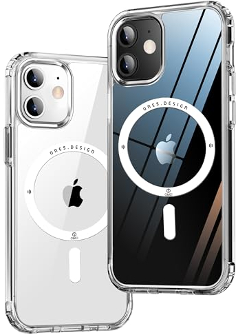 ONES für iPhone 12 Mini Hülle, Hybrid Magnetisch Handyhülle, kompatibel mit MagSafe, Militärnorm Schutz, stoßfester Airbag, Anti-gelbe Silikonhülle, Kratzfest, dünne, transparent