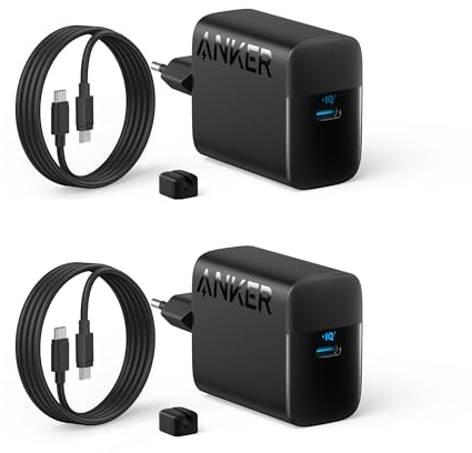 Anker Cargador Superrápido USB-C de 45 W, Cargador con Cable USB-C Compatible con Carga Rápida PPS para Samsung Galaxy S24 Ultra/S24/S23+/S23/S22/Note20, iPhone 16, Pixel y más (con 2 Cable de 1,5 m)