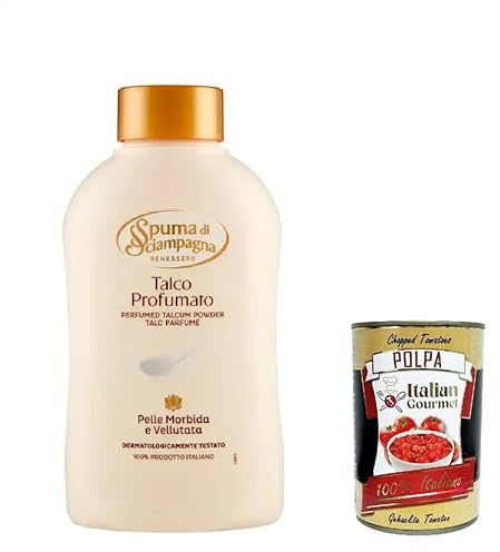 6x Spuma di sciampagna Talco Profumato Körperpuder Klassisch Talkum 200g + Italian Gourmet polpa 400g