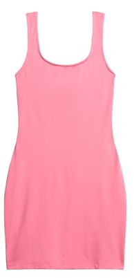 Superdry Damen Jersey-Minikleid mit eckigem Ausschnitt Pink Nelke 36