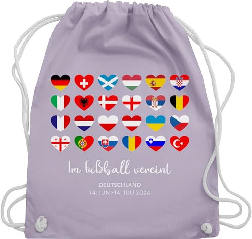 Turnbeutel Rucksack - WM Taschen - Im Fußball vereint - Deutschland EM 2024 Länder - Unisize - Pastell Lila - deutschland-fanartikel fussball fanartikel zur fussball-europameisterschaft germany