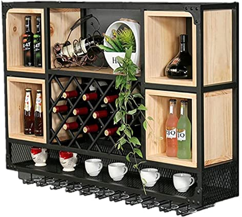 casier à vin,PUCHEN Casier à vin Armoire à Liqueur Murale en métal Étagère à Alcool Rouge Bar Porte-gobelet Suspendu J1127, 150 * 25 * 65 cm (Couleur: 150 * 25 * 65 cm) Mariage Comfortable A