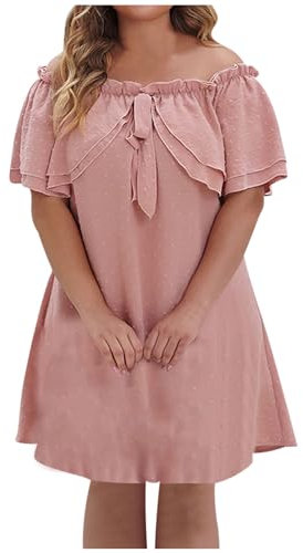 HAOLEI Vestito Estivo Donna Corto Vestito Donna Curvy Elegante Abito con Maniche a Palloncino Vestito Donna Primaverile Bohémien Casual Scollo a V Mini Abito Vacanze Spiaggia Vestito