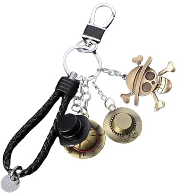 Yoimckay Cartoon Luffy Straw Hat Schlüsselanhänger, 6er Set, Grau, Silikon, Anime, One Piece, Kinder, Jungen, Kindergeburtstag