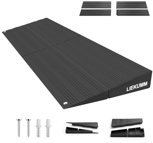 LIEKUMM 5 cm Rise Aluminium Threshold Ramp, 1000 kg Capacity Detachable Wheelchair Ramp for Home, Mobility Scooters, Steps, Kerbs, Electric Wheelchairs, Pushchairs, Trolleys, Black