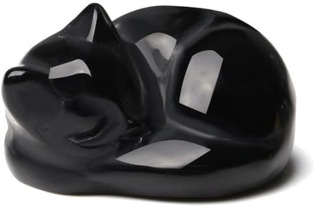 XIANNVXI Katzen Deko Figuren Deko Katze Schwarz Obsidian Schwarze Katze Figur Katzenfigur Deko Katzen Geschenk Katzenliebhaber