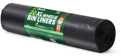 BinIt 20 Wheelie Bin Liners 360 Litre, Eco-Friendly, Bin Bags, Refuse Sacks, Recycled, Strong & Secure, Tear Resistant, 30 μm, Perfect for XL 360L Wheelie Bins