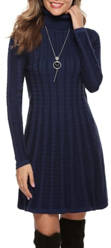 Gyabnw Women's Jumper Dress Long Sleeve Crew Neck Knitted | Long sleeve design, crew neckline, knitted texture, jumper dress styling, for winter wear, cold season dress styling