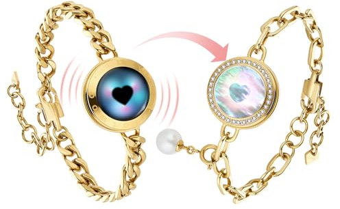 TOTWOO Pärchen Armband Paar Geschenke Partnerarmband Langstreckenberührung Pärchen Geschenke Liebes Fernbeziehung Geschenk für Sie Vibration & Aufleuchten für Liebespaare