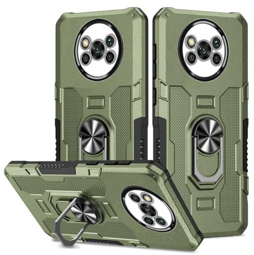 Sidande Handyhülle Für Poco X3 NFC/Poco X3 Pro/Poco X3/M2007J20CG Hülle, Robuste Ständerhalterung mit eingebautem Magnet-Autohalterung Stoßfeste Kamera Schutzhülle für Xiaomi Poco X3 NFC Grün