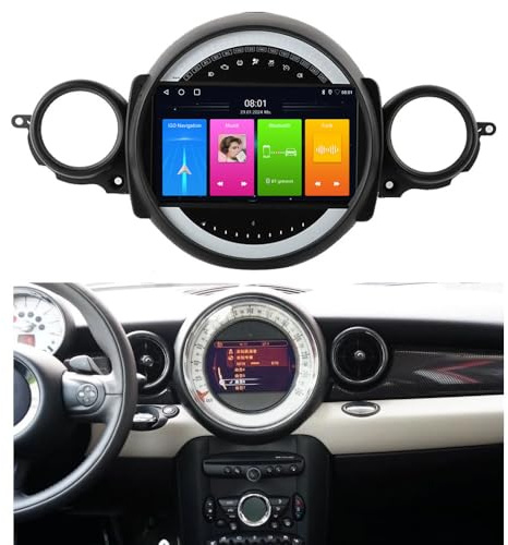 Autoradio Android con navigazione GPS, WiFi, Phone Mirrorlink, radio FM-RDS, Carplay, stereo audio auto radio di ricambio per BMW Mini Cooper Clubmann Coupe R55 R56 R57 R58 R59 R60 R61 2007-2014