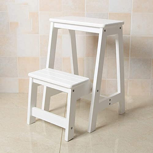GAOXIONG Folding Step Ladder Chair - Wooden Foldable Ladder Stool Shelf Library Steps Bookshelf Plant Stand for Storage and Decoration