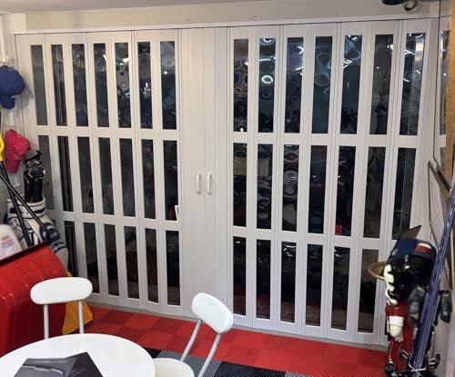 Porta A Soffietto Porte A Libro Porte scorrevoli a fisarmonica in vinile commerciale, 200 201 203 205 210 cm di altezza, grandi porte interne pieghevoli con pannello in vetro per negozi/centri(80x200c