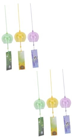 Zerodeko 2 Sätze Japanische Windspiele Aus Buntglas Rasen Glockenspiel Garten-solar- Dekoration Hängend Sommerdeko Wohnaccessoires Heimwerken Windglocken Aus Glas Papier 3 Stück * 2