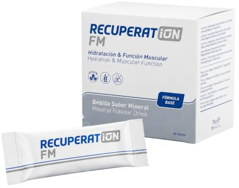 Bebida Hipotónica Sin Azúcar con Electrolitos + Sales Minerales y Magnesio para Remineralización Muscular Profunda - Sabor Mineral Sin Gluten Ni Lactosa - Pack 20 Sobres Apto Veganos | RECUPERATION