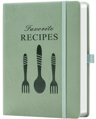 ZXHQ Blank Recipe Book to Write Your Own Recipes – Room for 124 Recipes, Hardcover, 120 Gsm Thick Paper, Family Cookbook Journal Notebook, Size A5(5.4 × 8.5) - Army Green