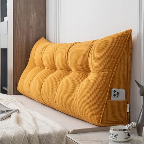 Kopfteilkissen aus Maissamt, King-Size-Bett, Queen-Size-Bett, Rückenkissen, Couch, Lesekissen, waschbares Keilkopfteilkissen, dreieckige Rückenlehnen, Lendenwirbelstütze (Größe: 100 x 50 x 20 cm