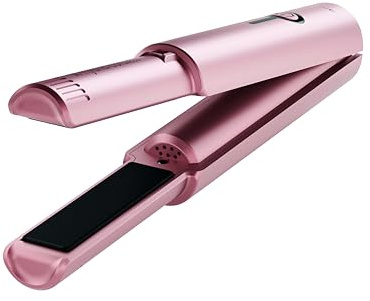 Piastra Cordless Gamma+ X-Hybrid da Viaggio | Mini Piastra per Capelli Senza Fili 2 in 1 | Per Capelli Ricci e Lisci | Ricarica con USB Tipo-C | 3 Temperature | Design Compatto | Portatile (Gold Rose)