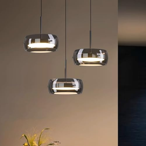 Bellastein Modern LED Kronleuchter Luxus Glas Pendelleuchte High Sense Esstisch Kronleuchter dimmbare Band Fernbedienung Hängeleuchte für Esstisch Wohnzimmer Schlafzimmer Café (B 3 Licht)