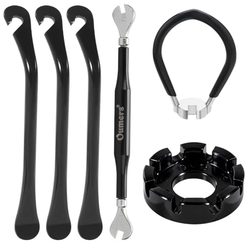 Oumers Bike Spoke Wrench Tool Kit, 3 Spoke Tools with 3 Tire Levers, Professional Bicycle Rim Truing Set for Wheel Correction & Tension Adjustment, Fit for Road, Mountain & BMX