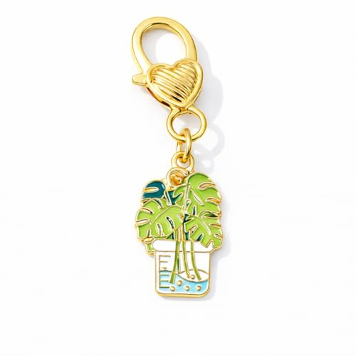 VEOWOO Monstera Keyring – Plant Keychain Bag Charm for Women, Potted Key Rings Gifts for Plant Lovers, Friends, Girls