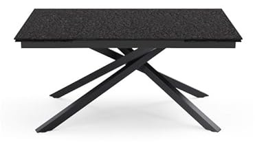 Belhome Table Extensible 160 à 240 cm Verre bullé Gris Anthracite Pieds métal Noir - UNIK