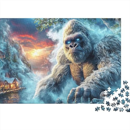Giant Gorilla Jigsaw Puzzles 1000 Pieces Recycled Paper for Adults Waterfall Mountain Puzzle for Adult Challenging Fun Present & Activity for Home Great Gift Idea 70x50cm/1000pcs