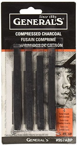 General Pencil Holzkohle-Sticks, 4 Stück, Nicht zutreffend, mehrfarbig, 0.63 x 7.23 x 13.97 cm