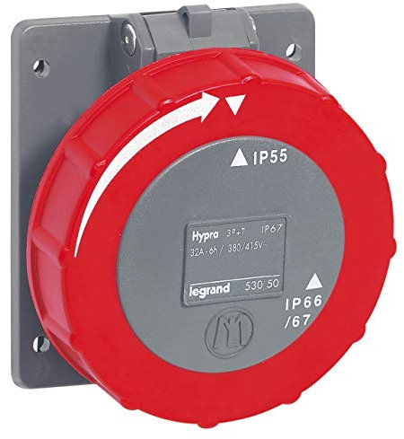 Prise à entraxes unifiés Hypra 32A - 3P+T - 380V~ à 415V~ - plastique - IP66/67-55
