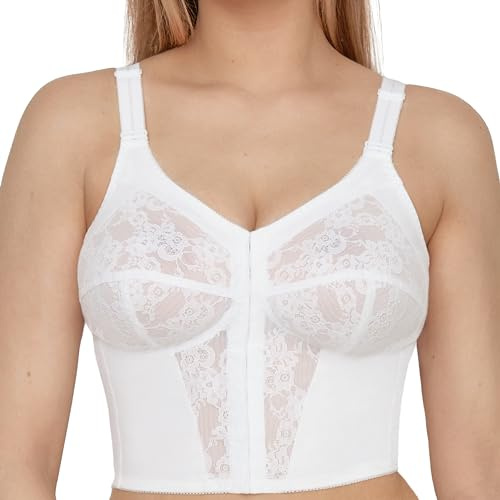 SUSA BH ohne Bügel Longline BH Classics I Bügelloser BH mit femininer Optik durch Spitzeneinsatz I Halbtransparenter BH mit 3-teilig genähten Cups
