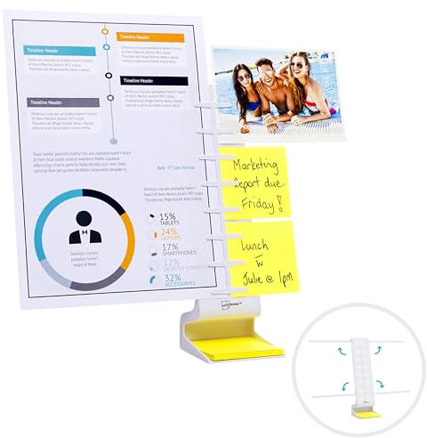 Note Tower Desktop Pro Dual Document Holder for Typing | Compact 2 Page Paper Holder Stand for Desk | Document Stand Holds Copy Paper, Photos & Post Notes | Dispenser includes 3x3 Sticky Notes | White