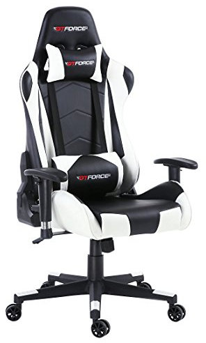 GTFORCE PRO FX RECLINING SPORTS RACING GAMING OFFICE DESK PC CAR FAUX LEATHER CHAIR (White)