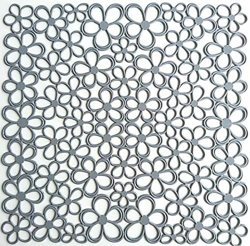 K&G PA503 Design Spülbecken-Einlage Grau Blumen Kunststoff Eckig 31,7 x 31 cm Abtropfmatte Küche Spülbecken-Schutz Schutz vor Kratzern Schutzmatte Kratzschutz