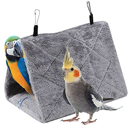 TOPINCN Pfingstrose Papagei Hängematte Vogelnest Warme Weiche Plüsch Hängematte Hängen Käfig Zelt Winter Warme Bett Haustier Spielzeug Baumwolle(M-Grau)