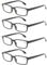 Kerecsen 4-Pack Rectangular Retro Style Men Reading Glasses Spring Hinges Comfortable Readers (+2.75, 4 Pack Black)
