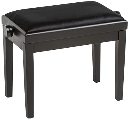 Fame PB-10C BK Klavierbank - Höhenverstellbar, Gepolstert, Schwarz Vinyl, Mattes Finish, Robuste Verarbeitung, Sitzfläche 53x31cm