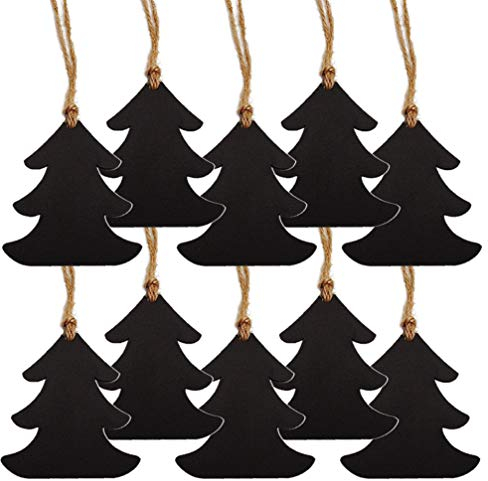 Amosfun 10 Stücke Mini Tafel Tags Weihnachtsbaum Holz Anhänger Etiketten Kleine Kreidetafel Geschenkanhänger Weihnachtsanhänger Preisschilder Tafel für DIY Hochzeit Weihnachten Party Deko
