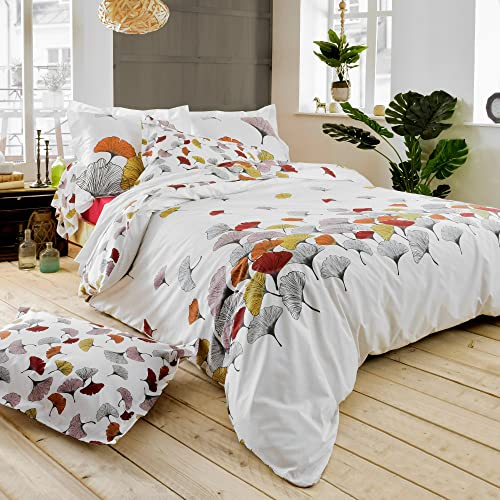 Linnea Housse de Couette 240x220 cm Percale Pur Coton Ginkgo Rose