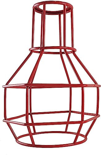 LEDSone Metalldrahtkäfig-Lampenschirm, Vintage-Industrie-Käfig-Kronleuchter-Lampenschirm, Wandleuchte, Decken-Pendelleuchten-Set für Hotel-Boutique-Outlet-Bühne (Rot)