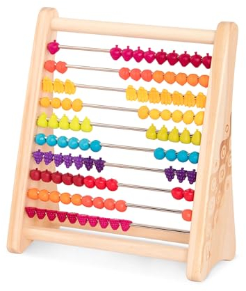 B. toys – Rechenschieber aus Holz für Kinder – Klassischer Abakus mit 100 Perlen – Grundschule Lernspielzeug für Addition,Subtraktion – Rechenrahmen – Spielzeug ab 18 Monaten – Two-Ty Fruity!