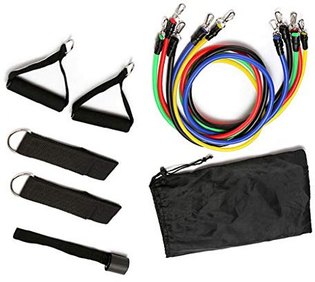 LIUXIUER Übungswiderstandsbänder 11 PCS-Set, Übungswiderstandsbänder, Heim-Fitnessgeräte, Workout-Fitnessgeräte Fitness-Gummiband