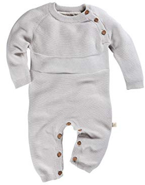 HANS NATUR Bio Baby Strickoverall 100% Bio-Baumwolle (kbA) GOTS zertifiziert, Hellgrau Melange, 62/68